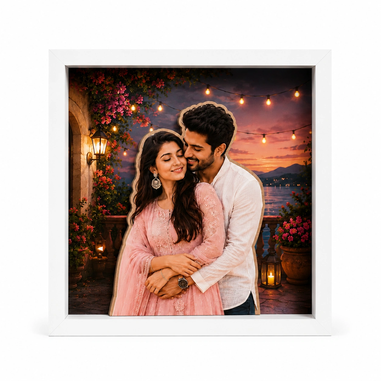 Sunset Love 3D Photo Frame